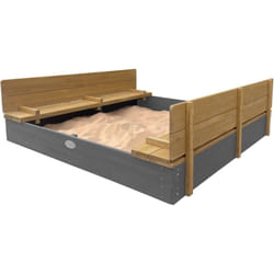Ella xxl Bac à Sable Enfant Gris & Marron Bac à Sable pour Enfants en Bois fsc avec Couvercle & Banc 150 x 150 cm - AXI