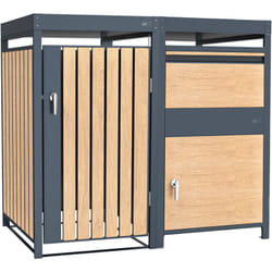 Leon Cache poubelle avec Louis boîte aux lettres Anthracite/Effet bois – 1 conteneur - Max. 240L - Abri Poubelle Extérieur avec Excellente
