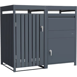 AXI - Leon Cache poubelle avec Louis boîte aux lettres Anthracite – 1 conteneur - Max. 240L - Abri Poubelle Extérieur avec Excellente Ventilation