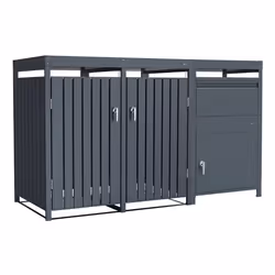 AXI Leon Cache poubelle avec Louis boîte aux lettres Anthracite – 2 conteneurs - Max. 240L - Abri Poubelle Extérieur avec