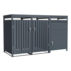 AXI Leon Cache poubelle avec Louis boîte aux lettres Anthracite – 2 conteneurs - Max. 240L - Abri Poubelle Extérieur avec
