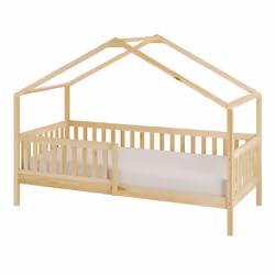 Sunny Kae Lit Cabane Avec Barrière De Sécurité, Beige - Lit Cabane Au Sol - Sans Matelas - 207 X 96 X 156,5 Cm Pour Matelas : 90 X 200 Cm - Vue supplémentaire 2