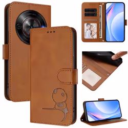 Coque ZTE Blade A75 5G - Nubia Focus 5G - Nubia Calf 5G - Étui de Téléphone Anti-Skimming Petit Panda - Marron multico Housse ...