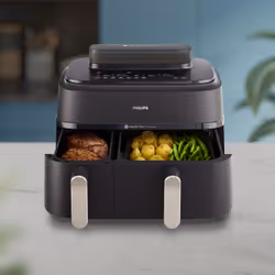 Philips 5000 series NA551/00 Friteuse à air chaud Double 9L 2750W Noir, Argent - Vue supplémentaire 2