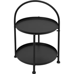 Ecd Germany - Table d'Appoint Ronde ø 33 x 45 cm, en Métal Noir Mat, Pliable, Industrielle, 2 Plateaux Amovibles, Basse à 2 Niveaux, de Salon avec