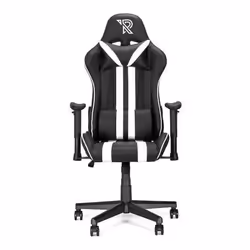 Chaise Gaming - RANQER - Felix - Noir / Blanc - Accoudoirs réglables - Dossier réglable