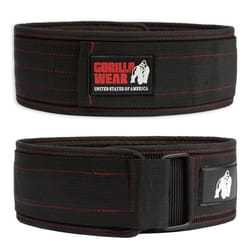 Ceintures de force 4 Inch Nylon Belt - Black/Red Stitched L/XL - GORILLA WEAR - Musculation - Haltérophilie