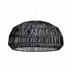 Lampe à Suspension - BAMBOO - Aaron - Noir - D43xH25cm - Design Contemporain