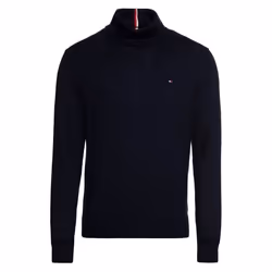 Pull coton biologique col roulé Tommy Hilfiger bleu