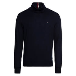 Pull coton biologique col roulé Tommy Hilfiger bleu