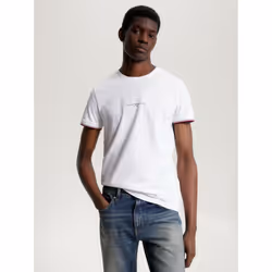 Tommy Hilfiger 8720645145226, Tee-shirt, Adulte, Mâle, Blanc, Encolure torsadée, Manche courte