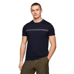 Tommy Hilfiger Tee Shirt Homme Bleu Marine Manches Courtes