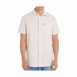 Chemisette  Manches Courtes Blanc/Beige Homme Tommy Hilfiger Reg Stripe Seers