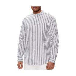Chemise Manches Longues Bleu/Blanc Homme Tommy Hilfiger Mao Stripe Linen