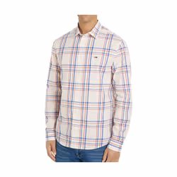 Chemise Manches Longues Écru Homme Tommy Hilfiger Poplin Check
