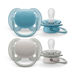 Philips AVENT SCF091/17 tétine pour bébé Sucette ultra souple Orthodontique Silicone Bleu, Gris