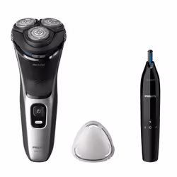 Philips Shaver 3000 Series S3143/02 Rasoir électrique 100 % étanche, Rasoir rotatif, SkinProtect, Noir, Argent, Batterie, Lit ...
