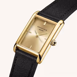 Montre femme - ROSEFIELD - Heirloom Champagne - Cuir noir - Quartz - Style chic
