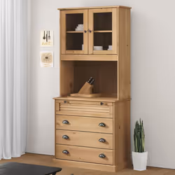 Cherchez-vous un buffet haut de gamme stylé ? Ce buffet haut ajoute un charme élégant à votre intérieur existant ! Bois de pi ...