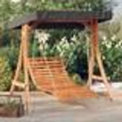 vidaXL Lit balançoire et auvent bois massif dépicéa et finition teck 3200626