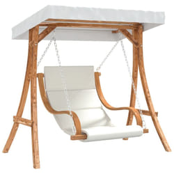 Chaise balançoire avec coussin et auvent bois massif d'épicéa Vidaxl Crème