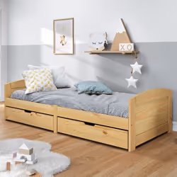 Ce lit de jour polyvalent en bois peut être utilisé comme un lit dans la chambre à coucher et est également idéal comme un ca ...