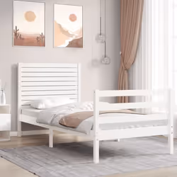 vidaXL Cadre de lit sans matelas blanc 90x200 cm bois massif - 90 x 200 cm
