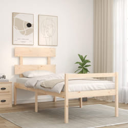 Cadre De Lit Avec Tête De Lit Lit Adulte Pour Chambre À Coucher Petit Simple Bois Massif Vidaxl