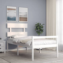 Lit Adult，cadre De Lit Avec Tête De Lit Blanc Simple Bois Massif Vidaxl894634