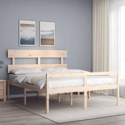 Cadre De Lit Avec Tête De Lit Lit Adulte Pour Chambre À Coucher 160x200 Cm Bois Massif Vidaxl