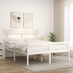 Vidaxl Lit Pour Personne Âgée Sans Matelas Blanc 160x200cm Bois Massif