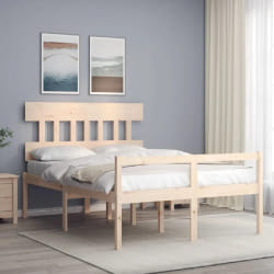 vidaXL Lit pour personne âgée et tête de lit petit double bois massif