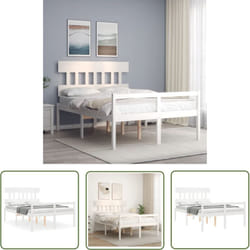 The Living Store Lit Pour Personne Âgée Sans Matelas Blanc Bois Massif - Lit Senior - Lit Pour Personne Âgé - Lit Haut - Lit Bois Massif - Lit Blanc