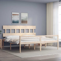 Cadre De Lit Avec Tête De Lit 200x200 Cm Bois Massif