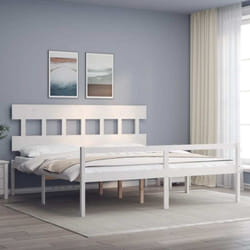 Lit Pour Personne Âgée Sans Matelas Blanc 200x200cm Bois Massif Vidaxl