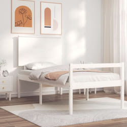 Lit Adult，cadre De Lit Avec Tête De Lit Blanc Simple Bois Massif Vidaxl726350