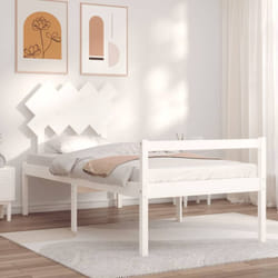 Lit Adult，cadre De Lit Avec Tête De Lit Blanc Simple Bois Massif Vidaxl821702