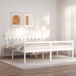 Lit Double，cadre De Lit Avec Tête De Lit Blanc 200x200 Cm Bois Massif Vidaxl