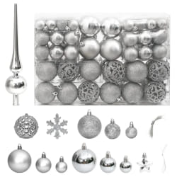 vidaXL Ensemble de boules de Noël - Argenté