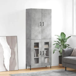 vidaXL Buffet haut Gris béton 69,5x34x180 cm Bois d'ingénierie
