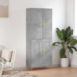 vidaXL Buffet haut Gris béton 69,5x34x180 cm Bois d'ingénierie