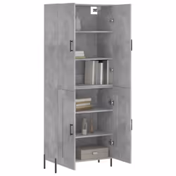 vidaXL Buffet haut Gris béton 69,5x34x180 cm Bois d'ingénierie