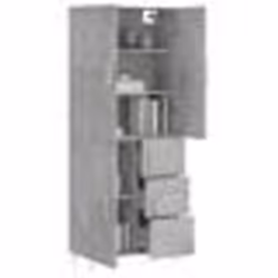 vidaXL Buffet haut Gris béton 69,5x34x180 cm Bois d'ingénierie