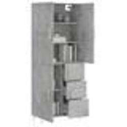 vidaXL Buffet haut Gris béton 69,5x34x180 cm Bois d'ingénierie