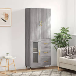 vidaXL Buffet haut Sonoma gris 69,5x34x180 cm Bois d'ingénierie