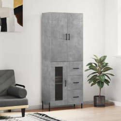 vidaXL Buffet haut Gris béton 69,5x34x180 cm Bois d'ingénierie