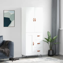 vidaXL Buffet haut Blanc 69,5x34x180 cm Bois d'ingénierie
