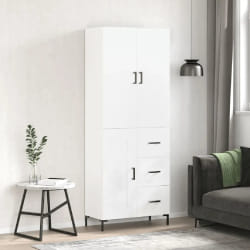 vidaXL Buffet haut Blanc 69,5x34x180 cm Bois d'ingénierie