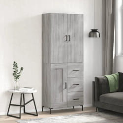 vidaXL Buffet haut Sonoma gris 69,5x34x180 cm Bois d'ingénierie