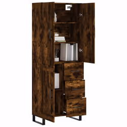 vidaXL Buffet haut Chêne fumé 69,5x34x180 cm Bois d'ingénierie